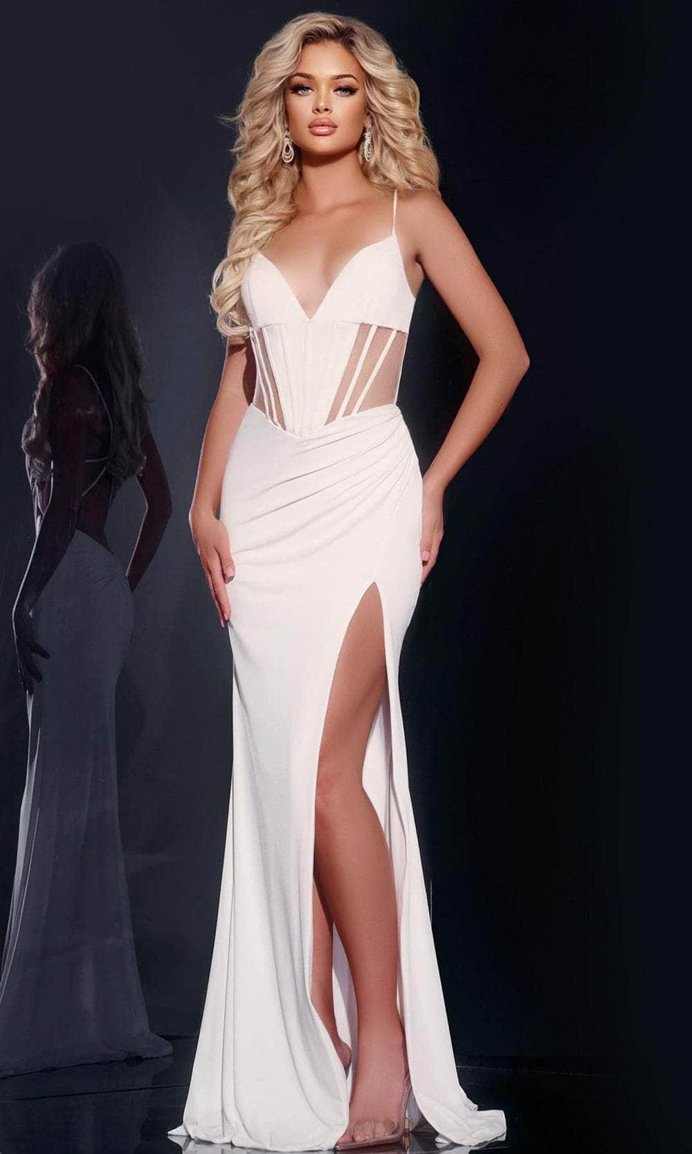 Jovani 42534 - Corset Detail Prom Dress Prom Dresses 00 / Off White