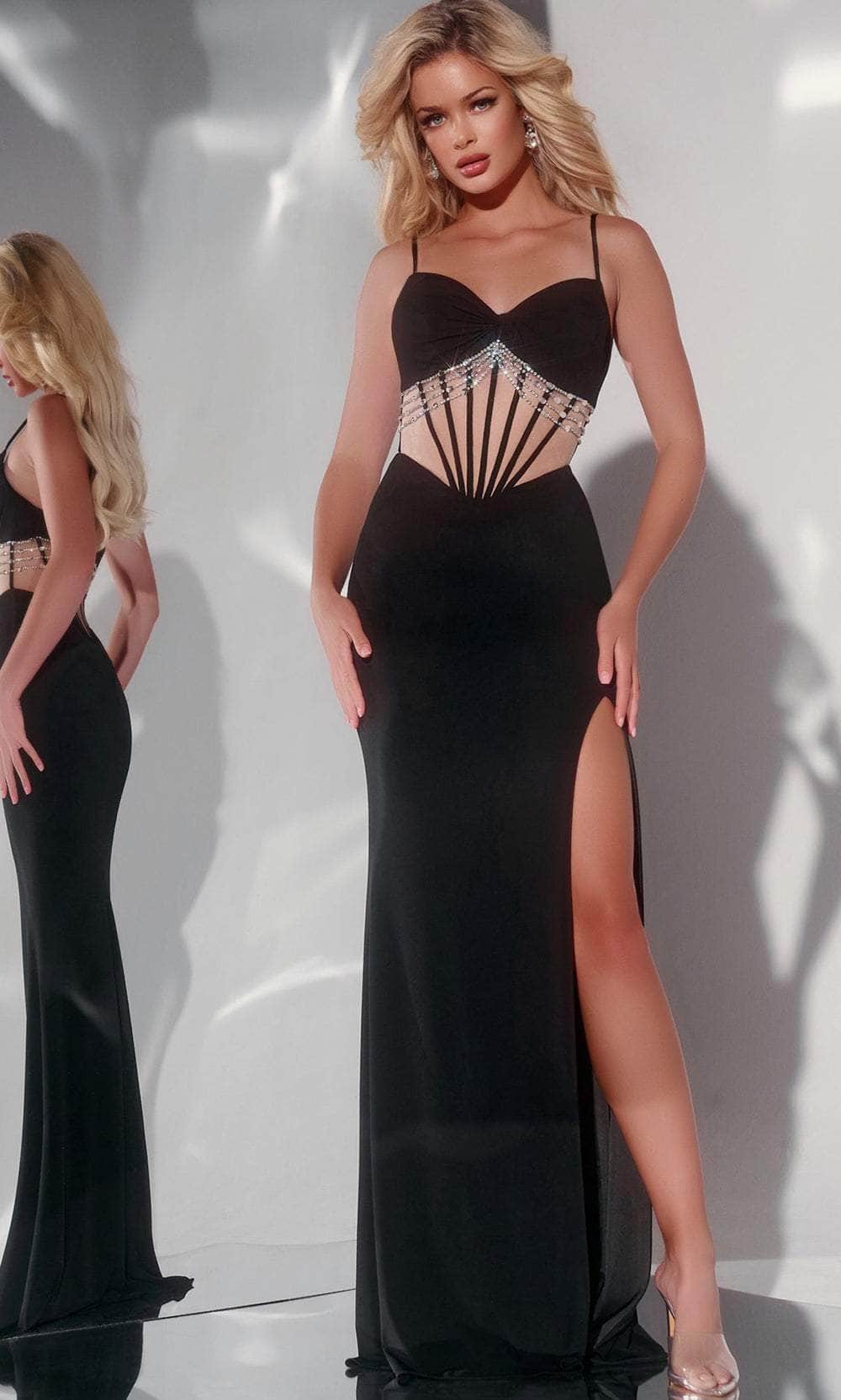 Jovani 42758 - Sheer Sheath Evening Gown Prom Dresses 00 / Black