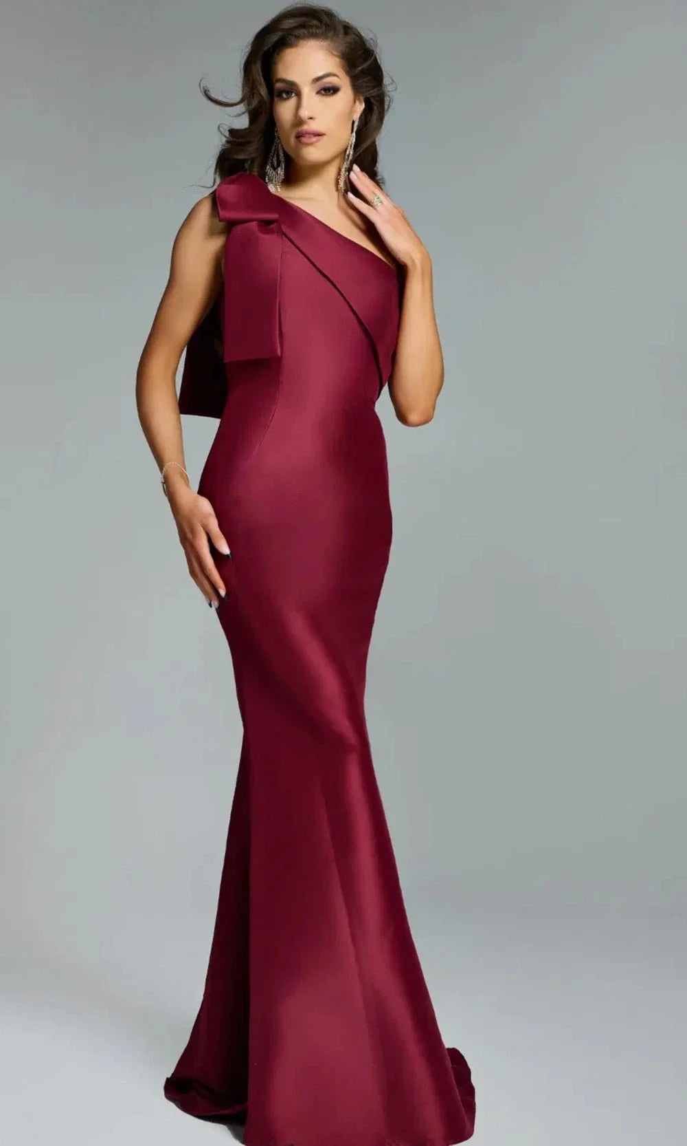 Jovani 43361 - Asymmetric Mermaid Satin Gown Evening Dresses