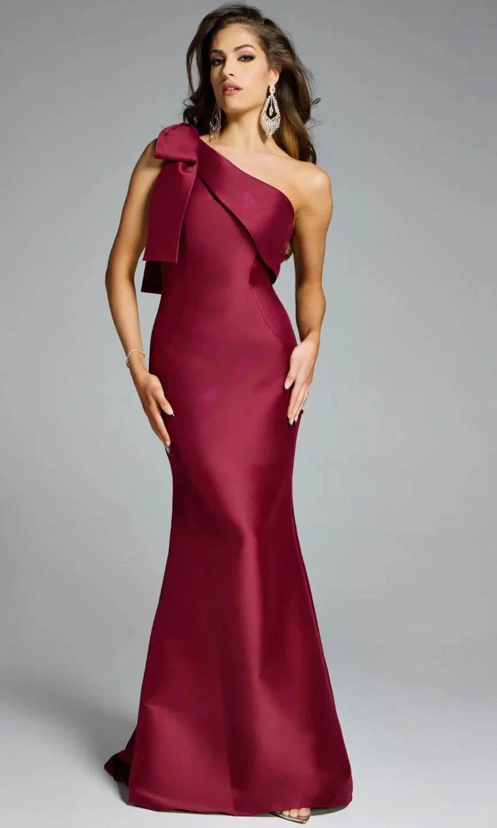 Jovani 43361 - Asymmetric Mermaid Satin Gown Evening Dresses