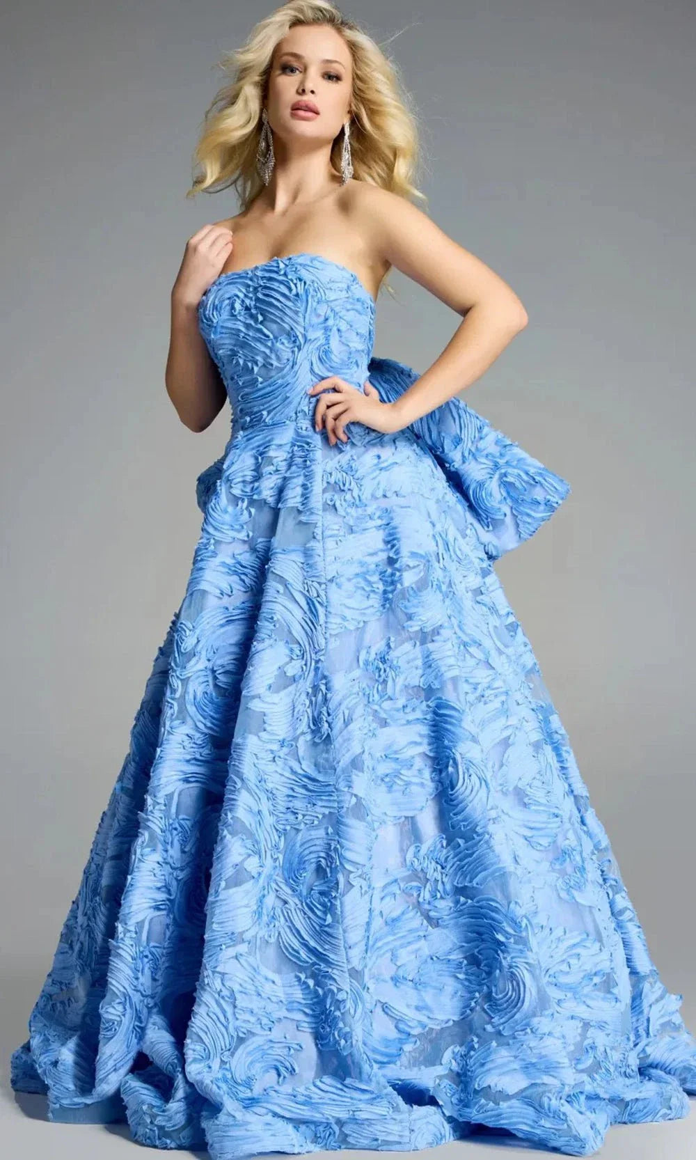 Jovani 44114 - Straight Neckline Textured Ballgown Ball Gowns