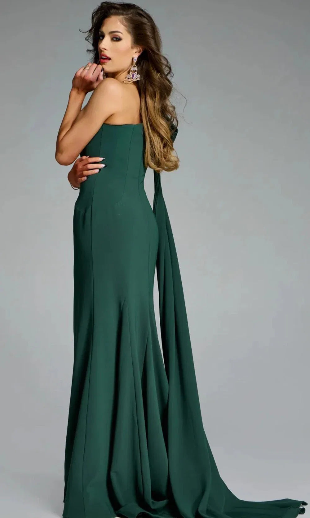Jovani 44177 - Draped Bow Sheath Dress Evening Dresses