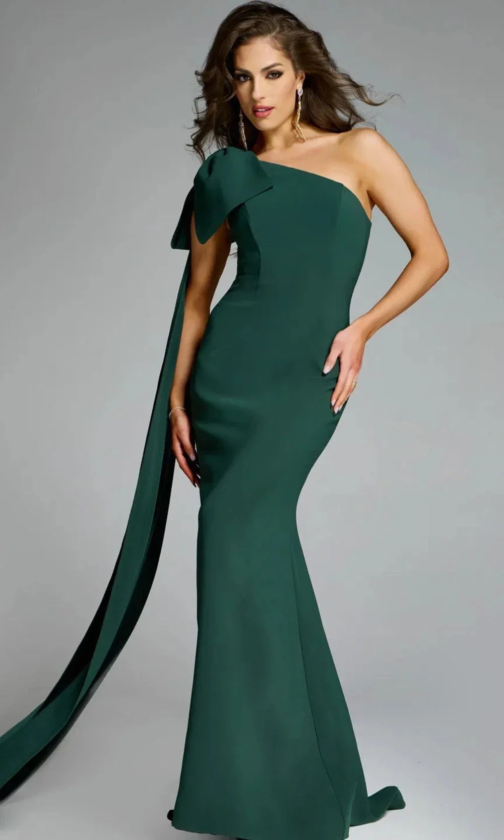 Jovani 44177 - Draped Bow Sheath Dress Evening Dresses