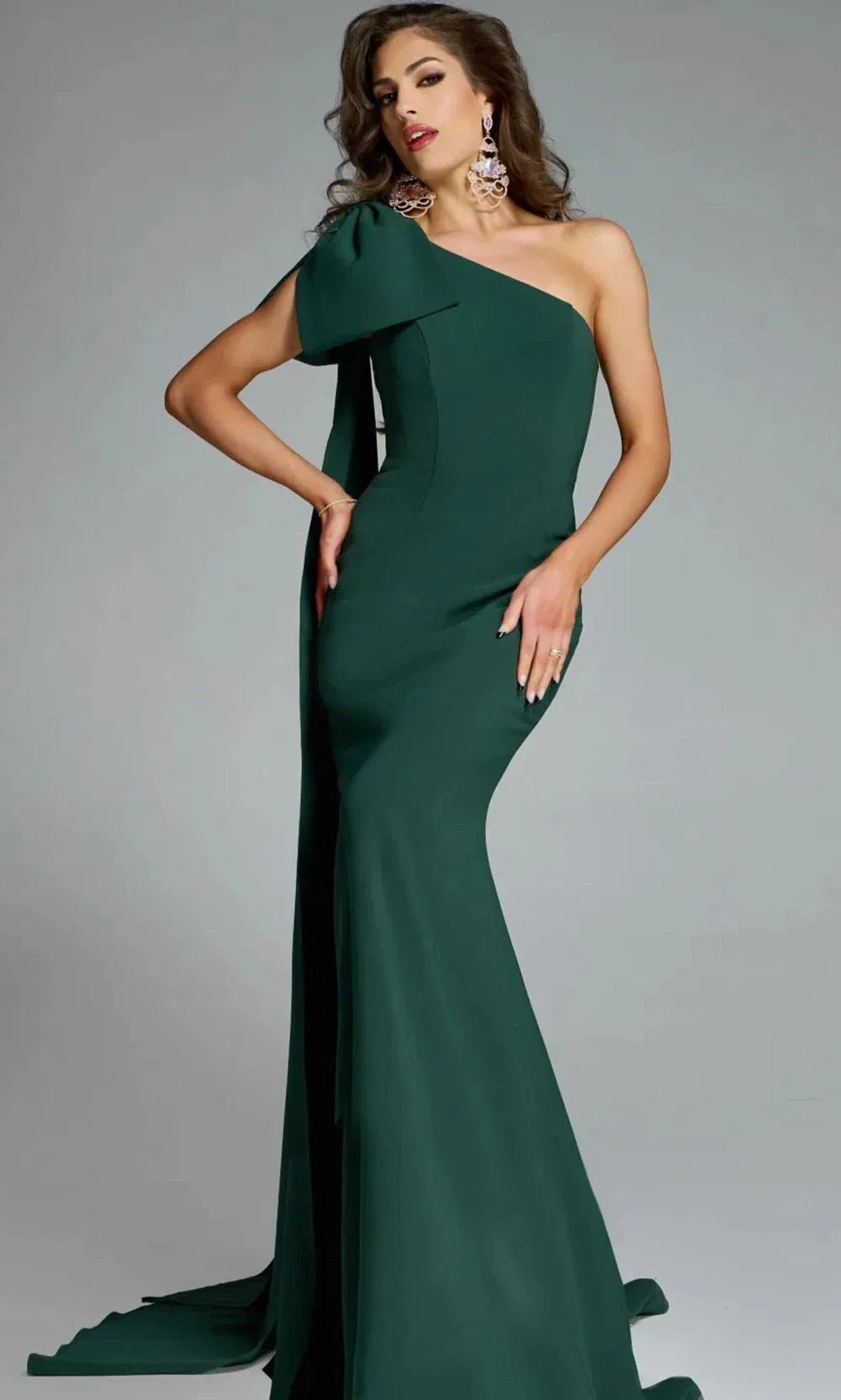 Jovani 44177 - Draped Bow Sheath Dress Evening Dresses