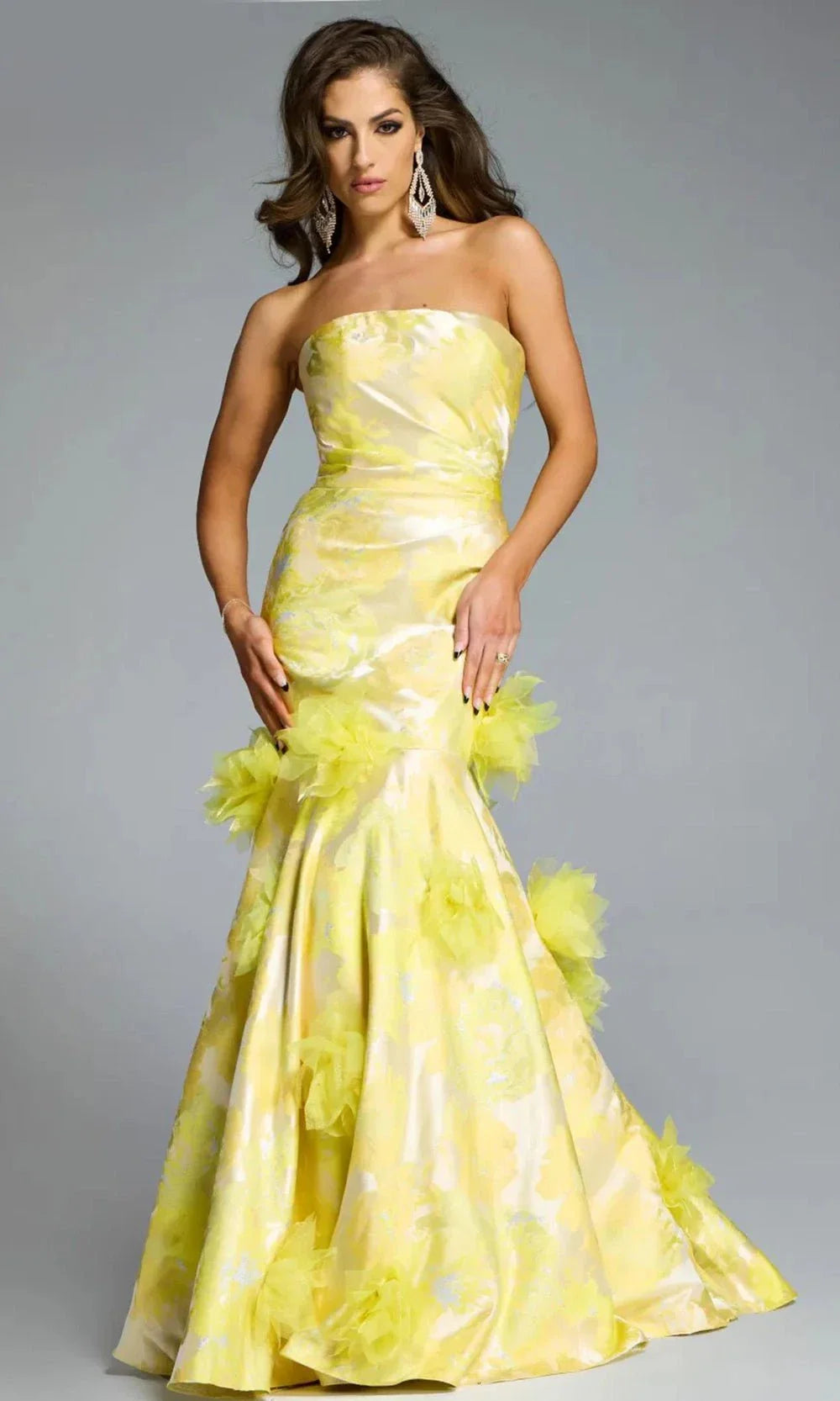 Jovani 44351 - Floral Straight Neckline Evening Dress Mother of the Bride Dresses