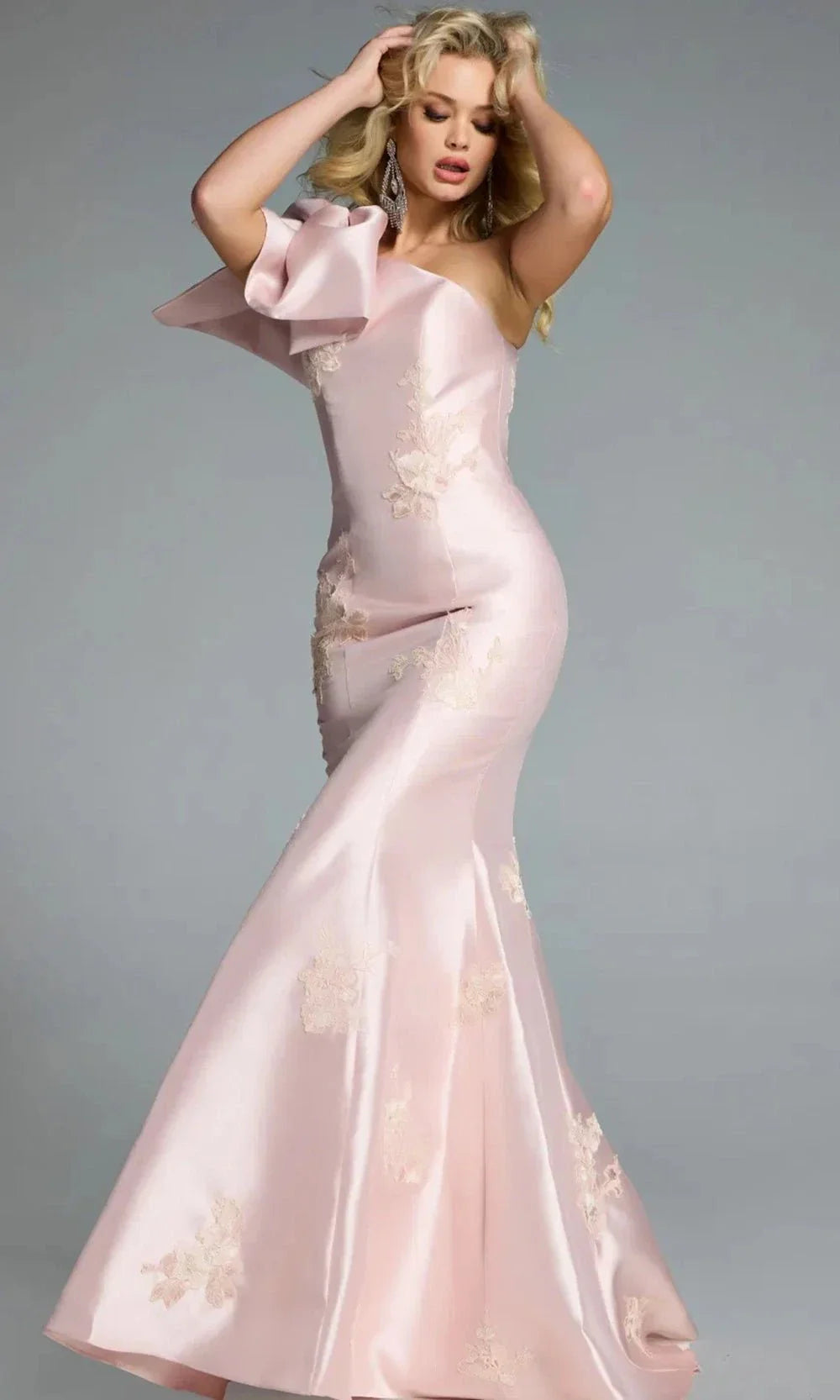 Jovani 44354 - Asymmetric Neck Embroidered Dress Mother of the Bride Dresses