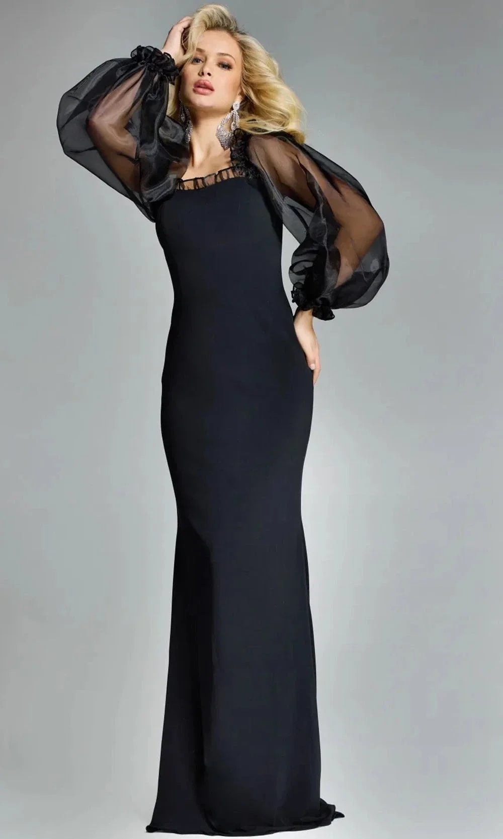 Jovani 44386 - Sheer Puff Sleeve Sheath Gown Mother of the Bride Dresses