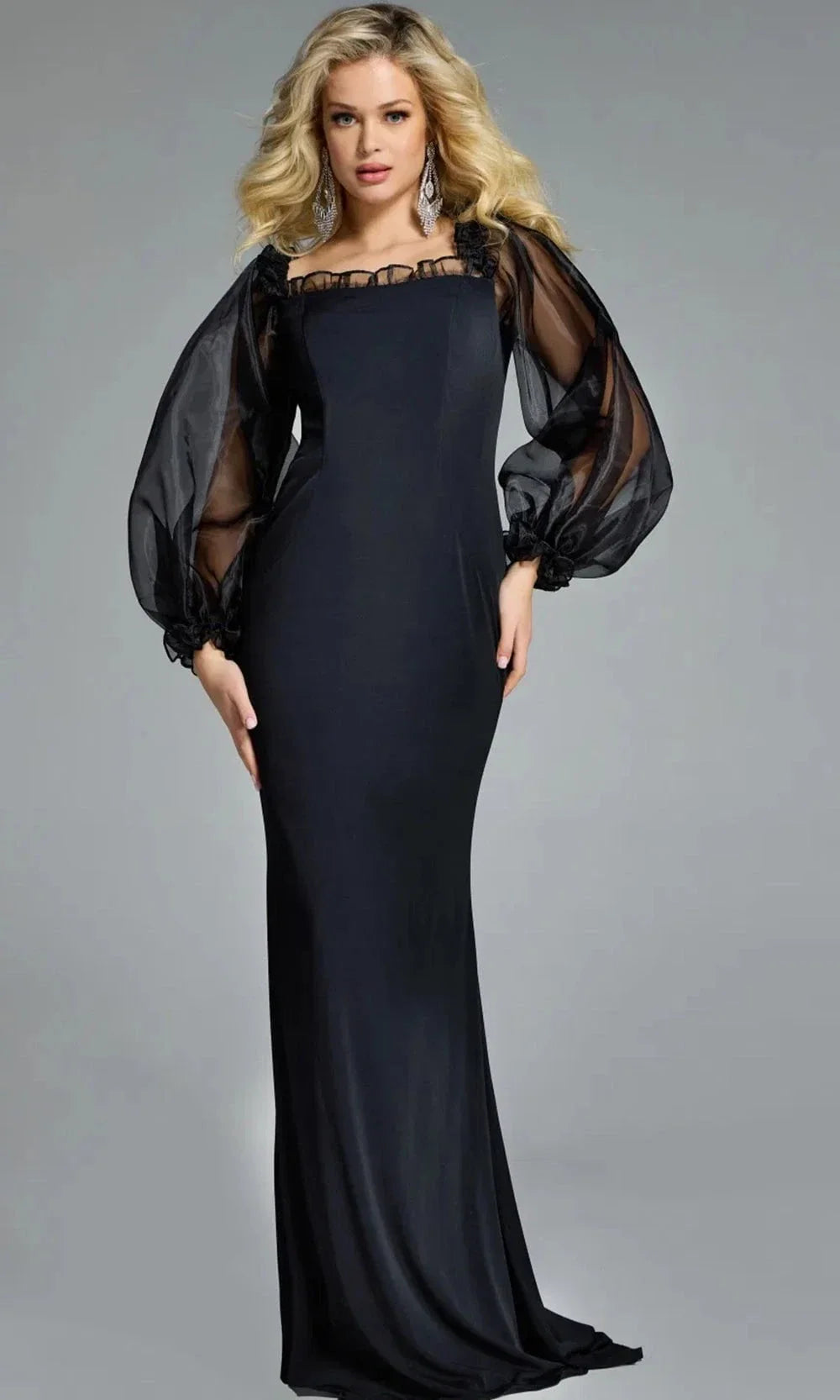 Jovani 44386 - Sheer Puff Sleeve Sheath Gown Mother of the Bride Dresses