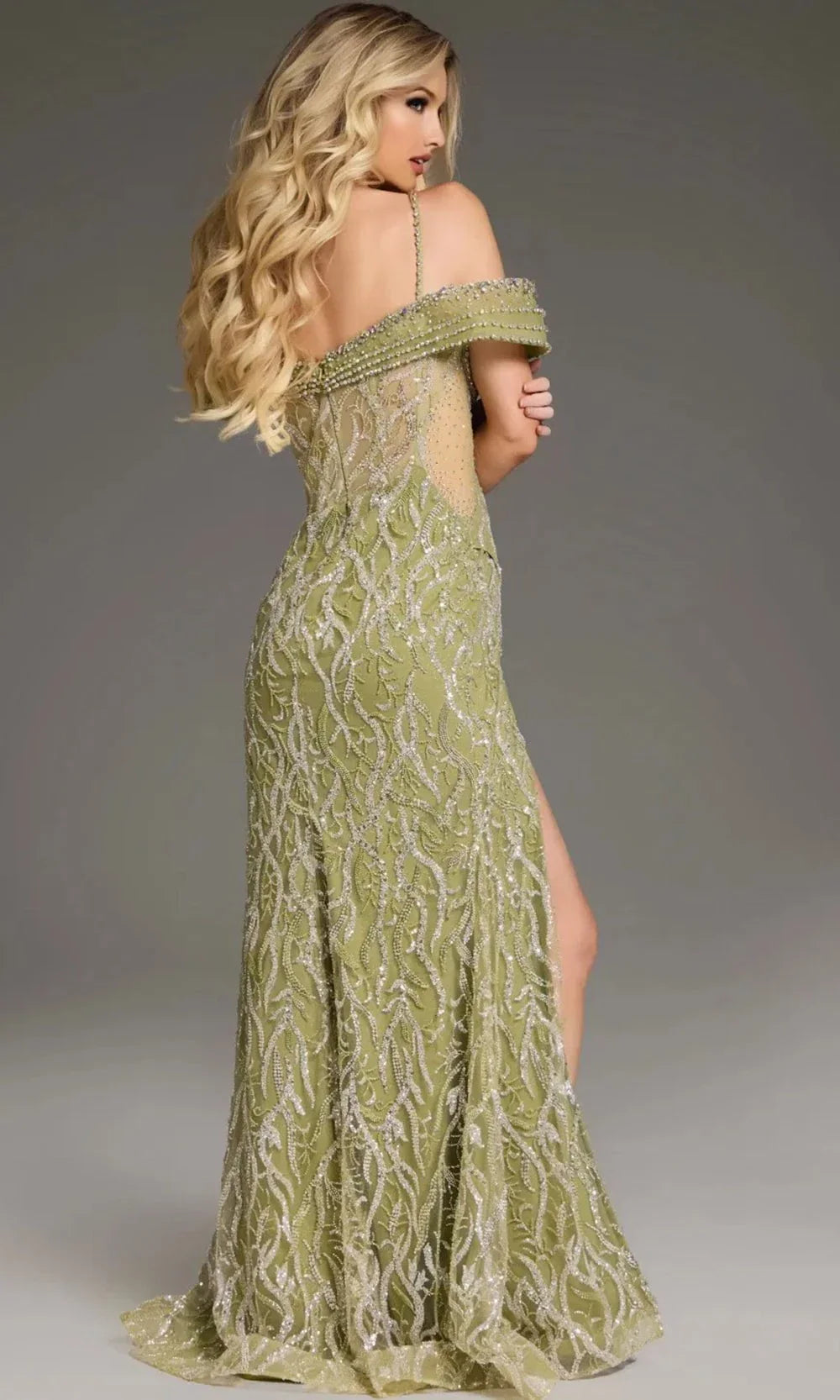 Jovani 45072 - Cold Shoulder Gown with Beaded Bodice Evening Dresses