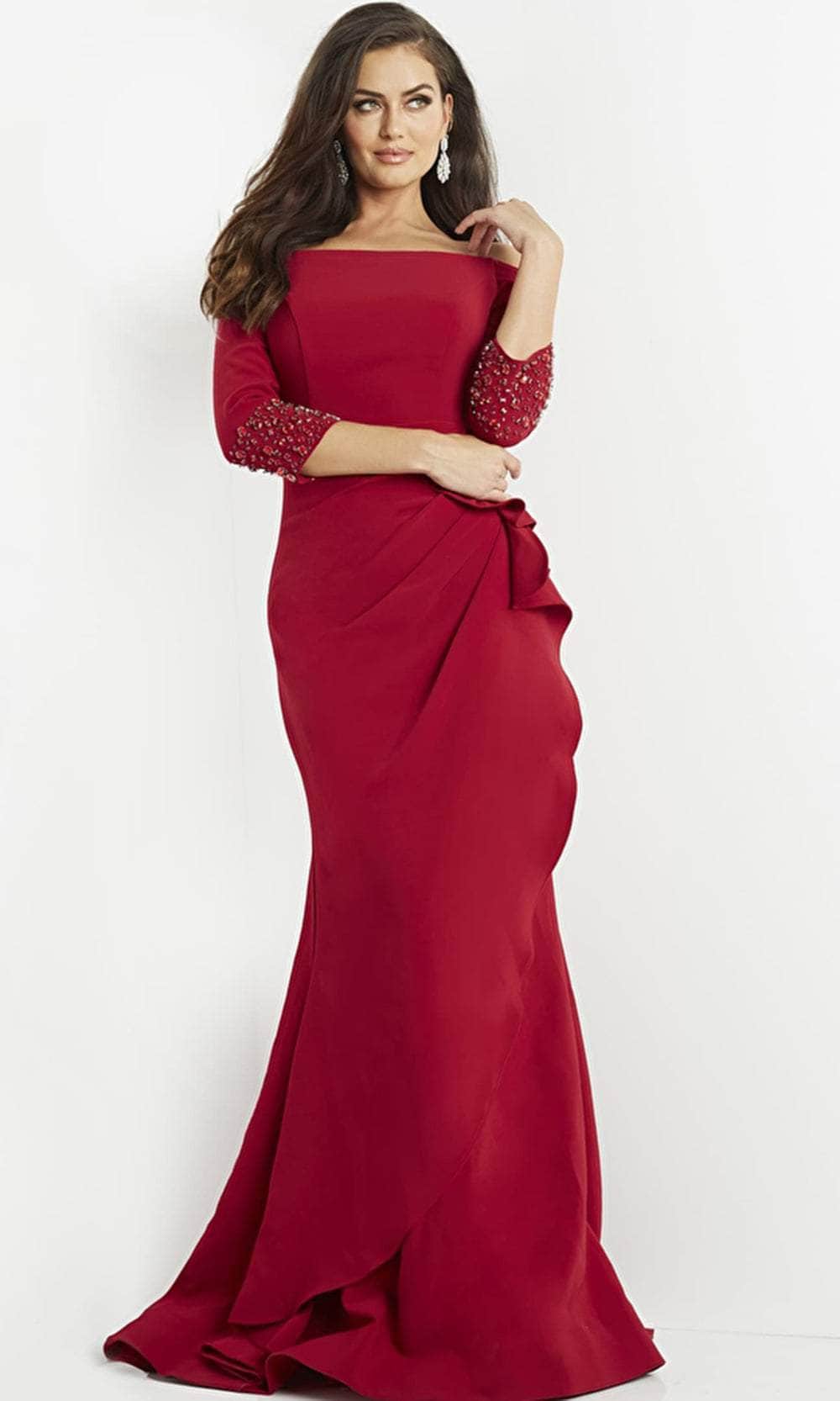 Jovani 8699 - Quarter Sleeve Off-Shoulder Evening Dress Evening Dresses