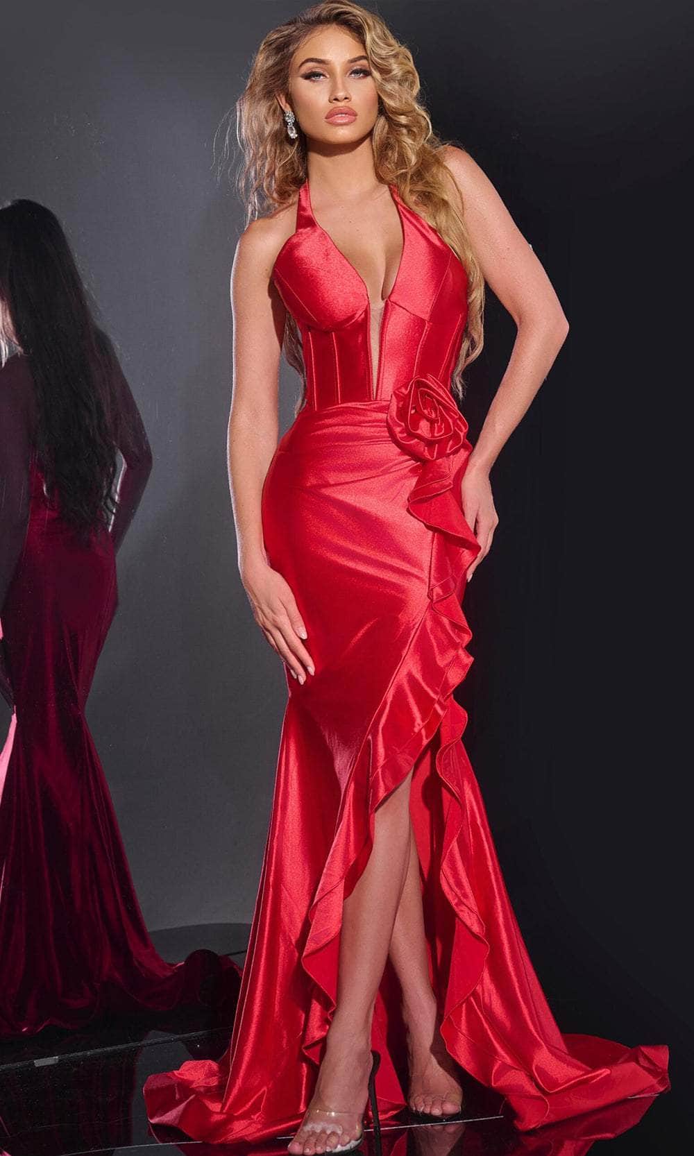 Jovani D5306 - Halter Rose Prom Dress Prom Dresses