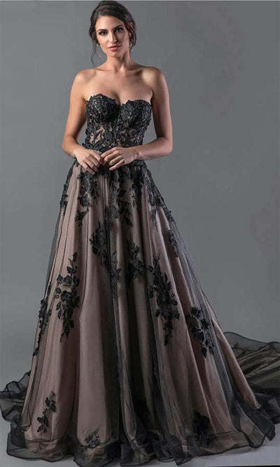 Jovani JB05361 - Strapless Corset Bridal Gown Wedding Dresses 00  Black/Nude
