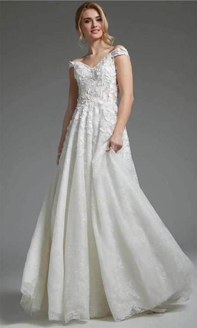 Jovani JB05402 - Applique Off Shoulder Bridal Gown Bridal Dresses 00  Off-White
