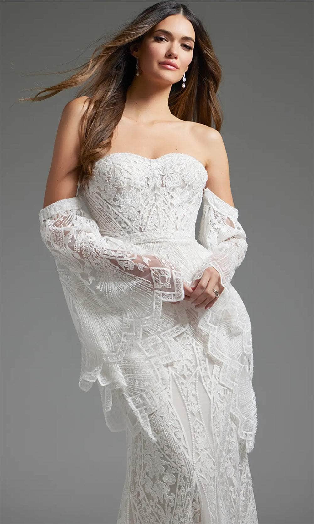 Jovani JB39162 - Detachable Sleeve Bridal Gown Bridal Dresses