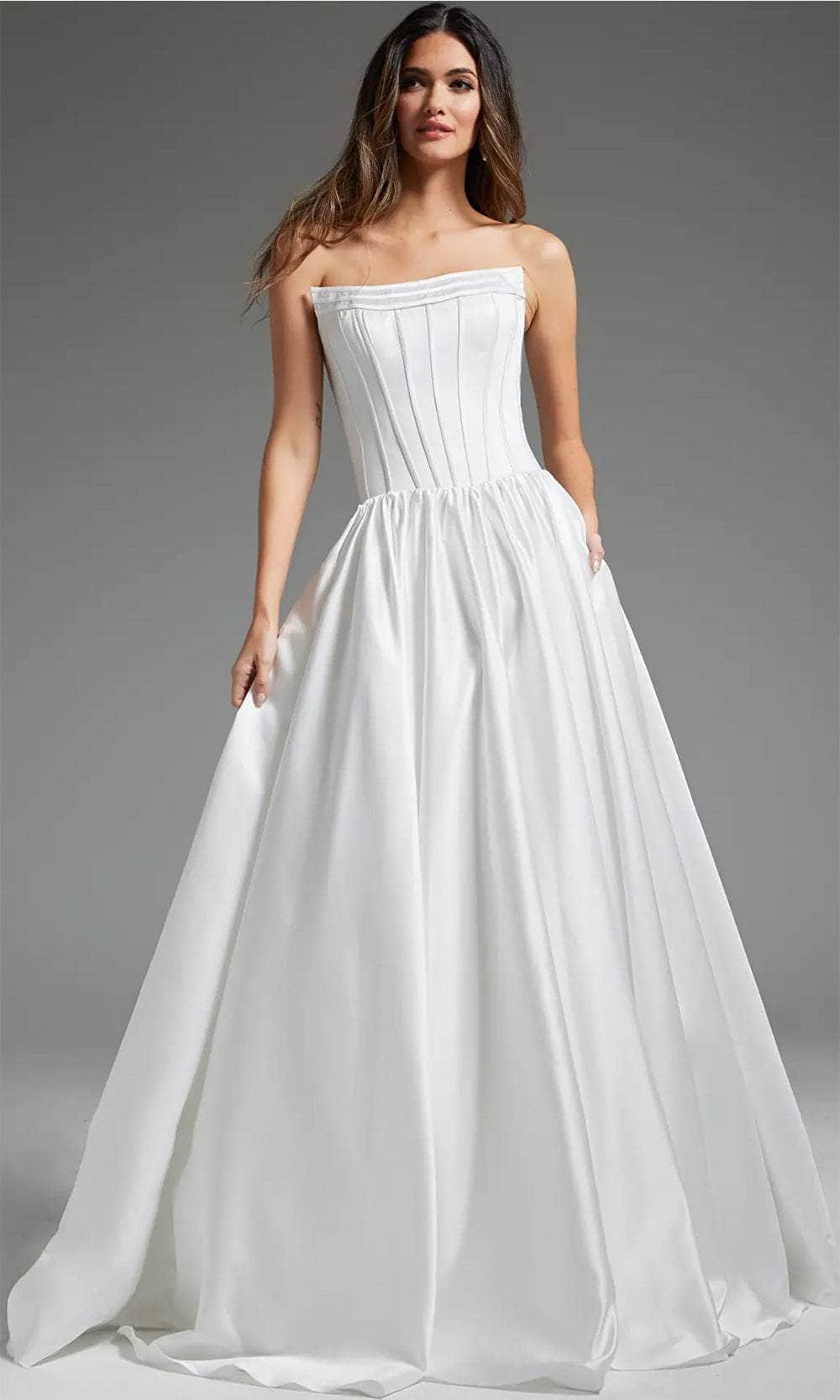 Jovani JB40784 - Long A-Line Dress - Strapless, Corset Boning Bodice, 3D Floral Applique, Mid-Open Back, Back Zipper, Gathered Skirt, Sweep Train 10 / Jovani JB40784 - Long A-Line Dress - Strapless, Corset Boning Bodice, 3D Floral Applique, Mid-Open Back, Back Zipper, Gathered Skirt, Sweep Train 10 /