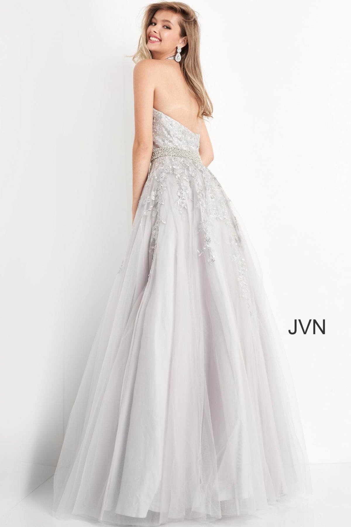 Jovani - JVN00923 Crystal-Beaded Embroidered A-Line Gown Prom Dresses