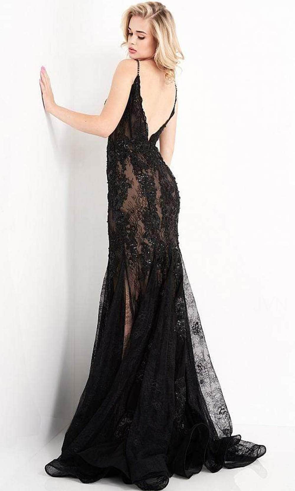 Jovani - JVN06475 Embellished Deep V Neck Trumpet Dress Prom Dresses