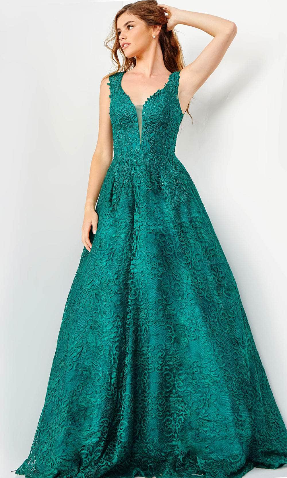 Jovani JVN09555 - Wide Strap Embroidered Ballgown Prom Dresses