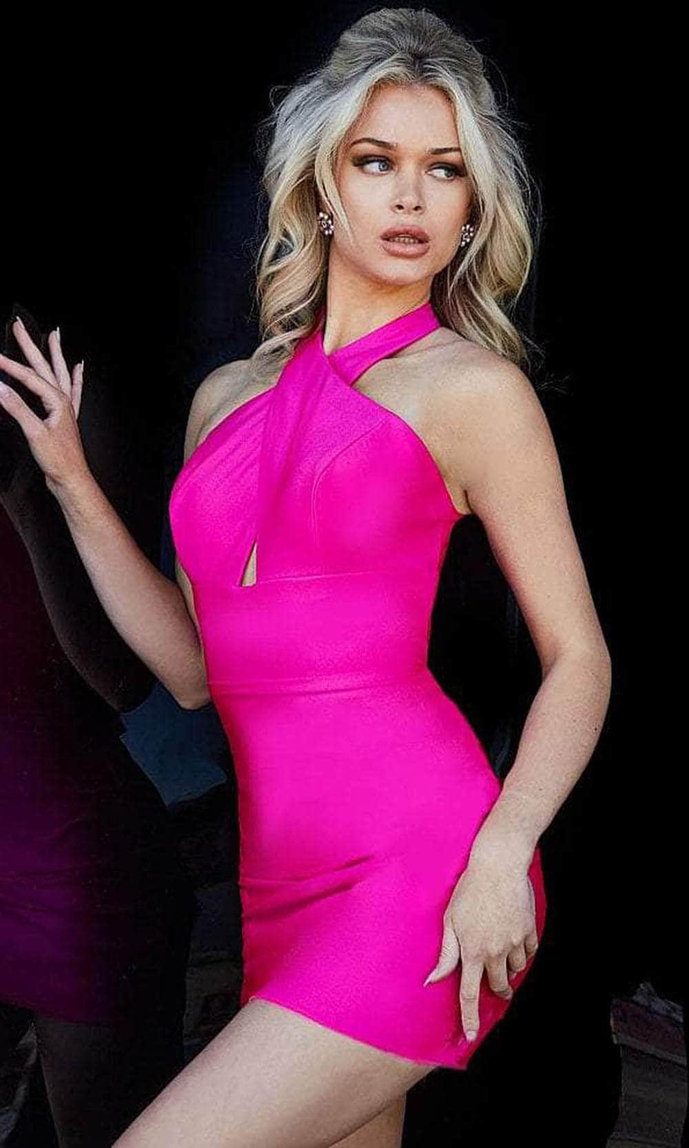 Jovani JVN22525 - Halter Fitted Short Dress Special Occasion Dress