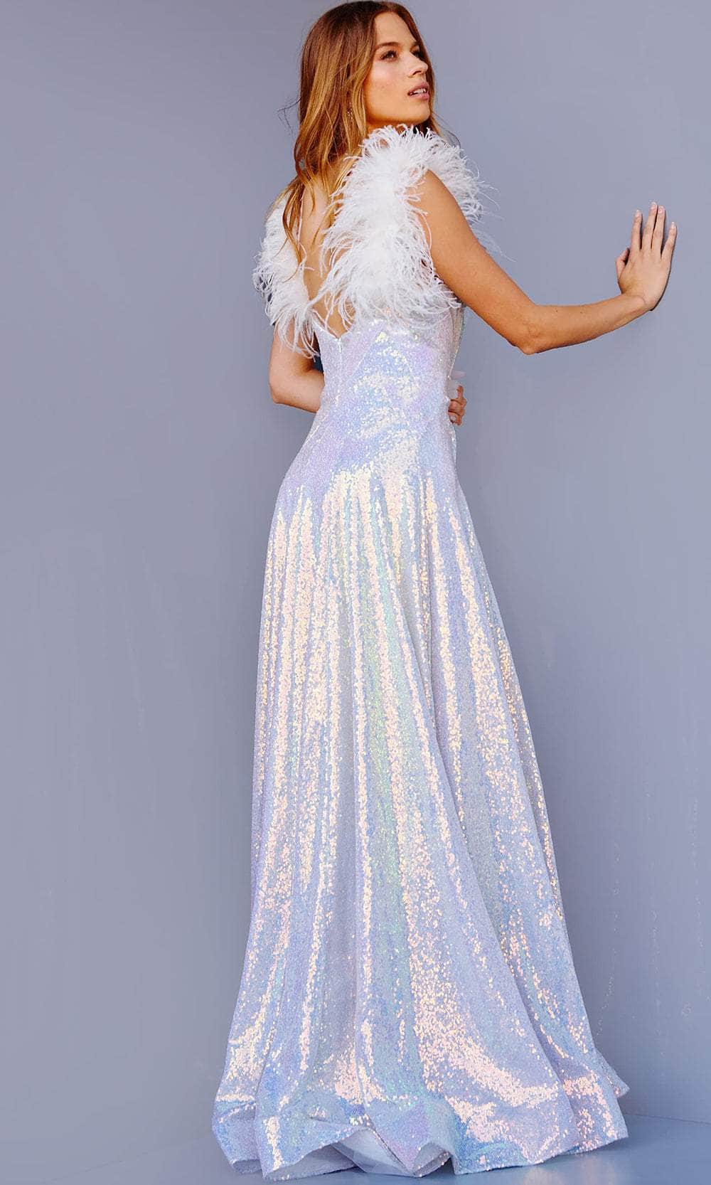 Jovani JVN24164 - Feathered Strap Sequin Prom Gown Prom Gown