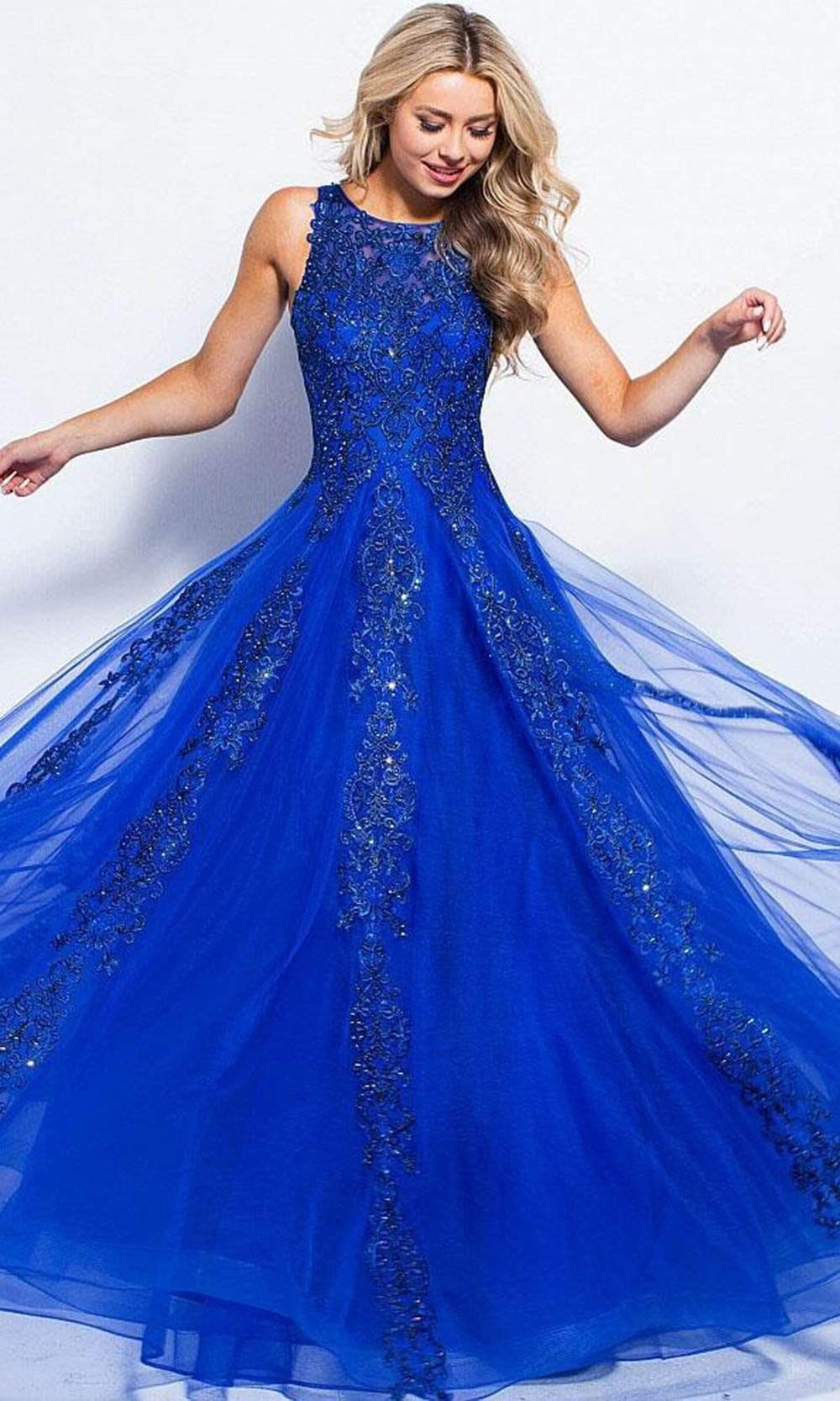 Jovani - JVN59046 Embellished Sleeveless Tulle Gown Prom Dresses