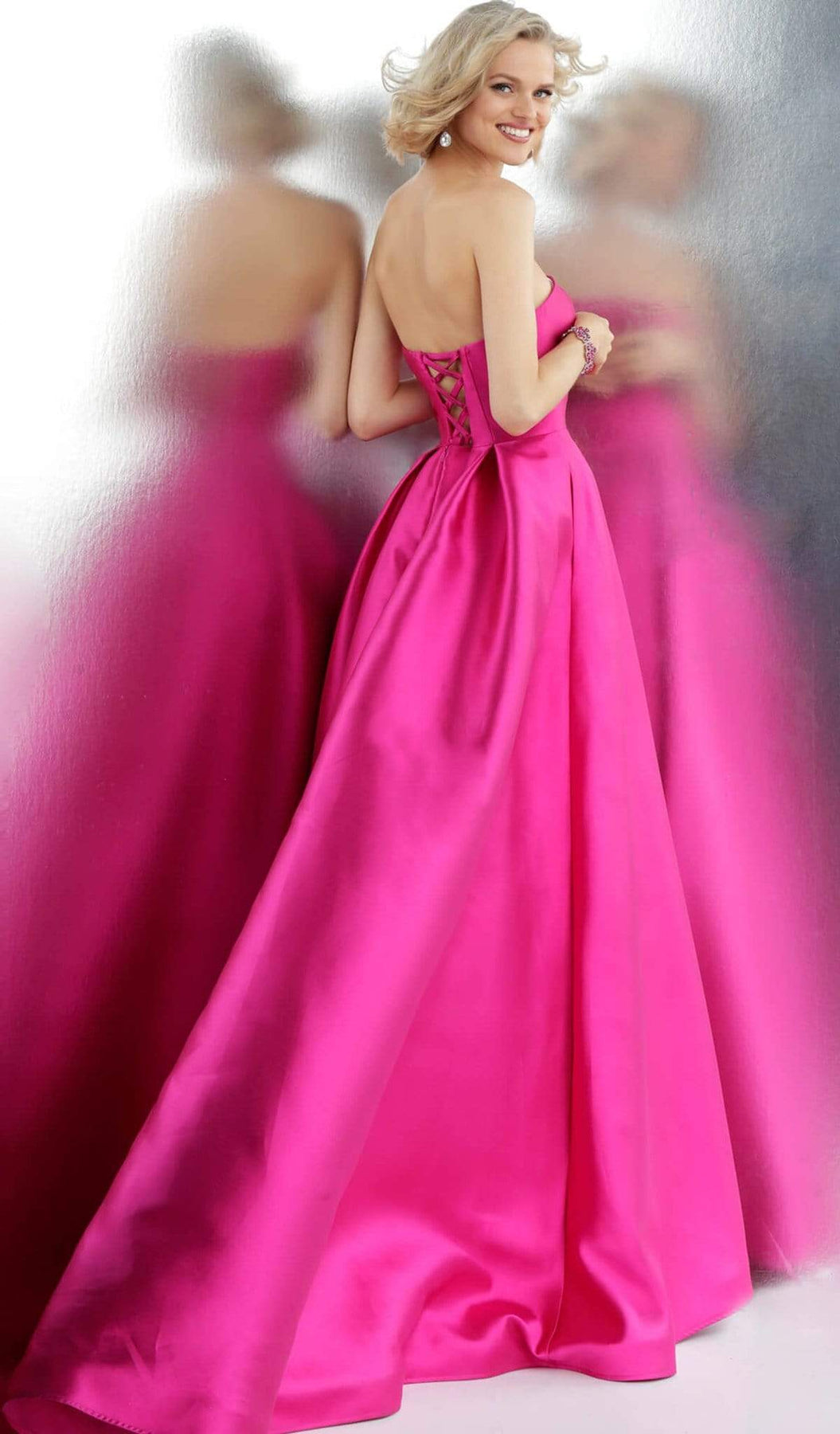 Jovani - JVN62633 Chic Strapless Pleated Ballgown With Train Special Occasion Dress