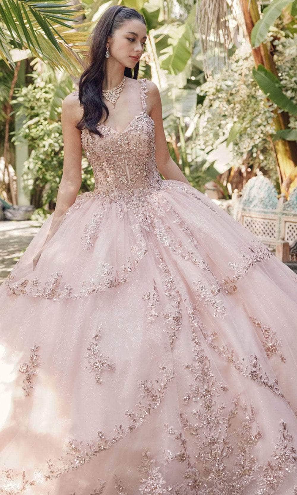 Juliet Dresses JT1450J - Beaded Embroidered Ballgown Ball Gowns XS / Rose Gold