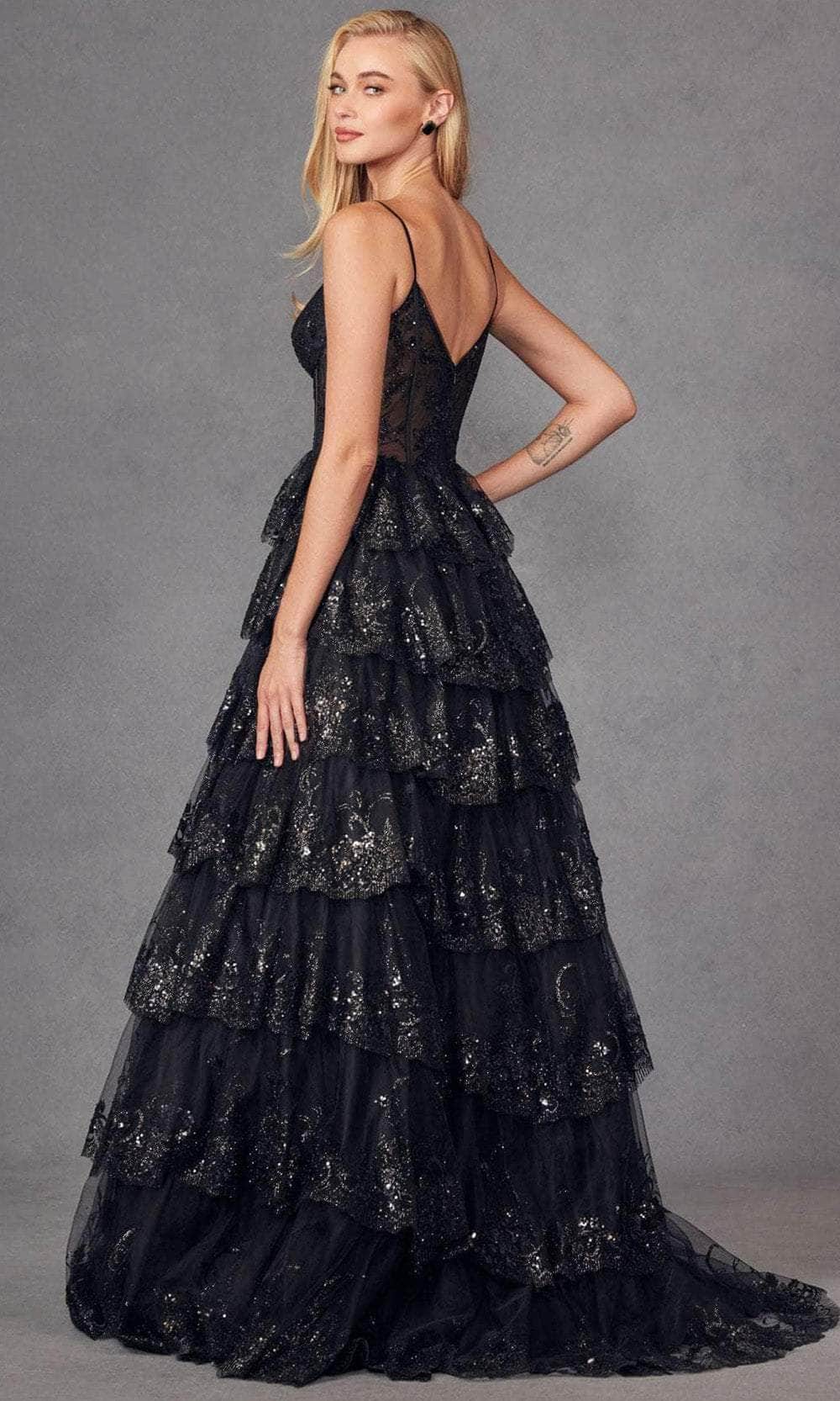 Juliet Dresses JT2454K - V-Neck Sheer Corset Prom Gown Evening Dresses