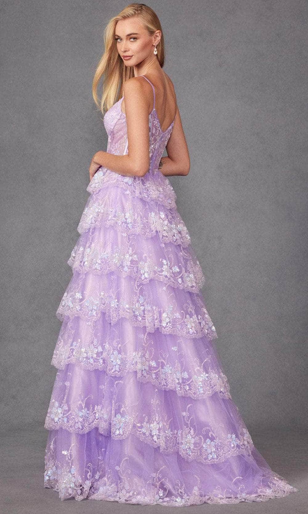 Juliet Dresses JT2454K - V-Neck Sheer Corset Prom Gown Evening Dresses