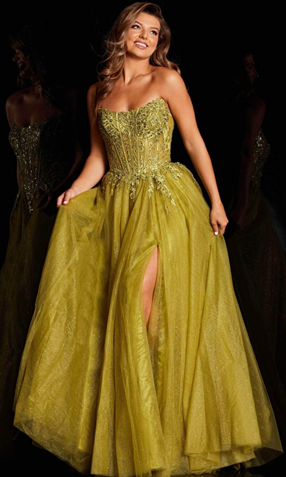 JVN by Jovani JVN37520 - Strapless Glitter Tulle Ballgown Ballgown Dresses