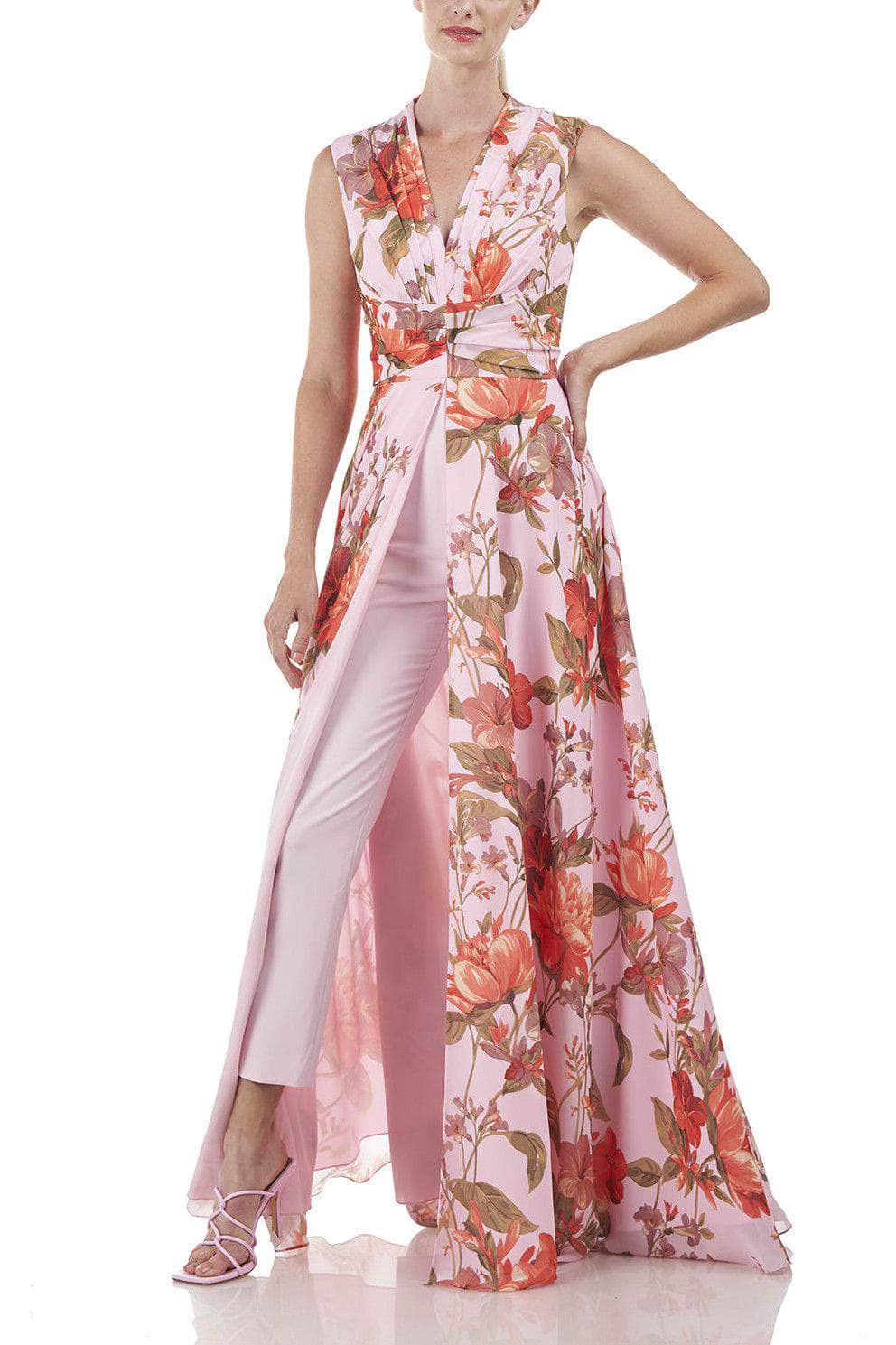 Kay Unger 5549258 - Long Printed Chiffon A-Line/Jumpsuit Dress - Sleeveless, Pleated Accent, Floral, Shirred Empire Band, Full Back, Concealed Zipper Closure, Skinny Pants ADASA Kay Unger 5549258 - Long Printed Chiffon A-Line/Jumpsuit Dress - Sleeveless, Pleated Accent, Floral, Shirred Empire Band, Full Back, Concealed Zipper Closure, Skinny Pants ADASA