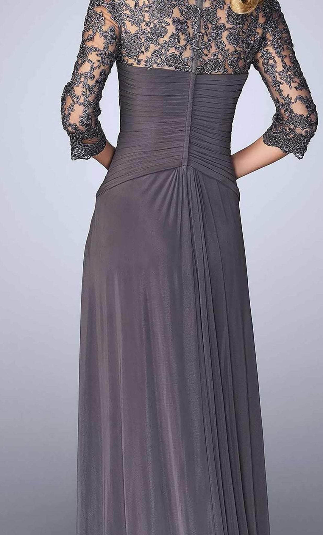 La Femme - 23244 Ruched V-Neck Column Dress Mother of the Bride Dresses