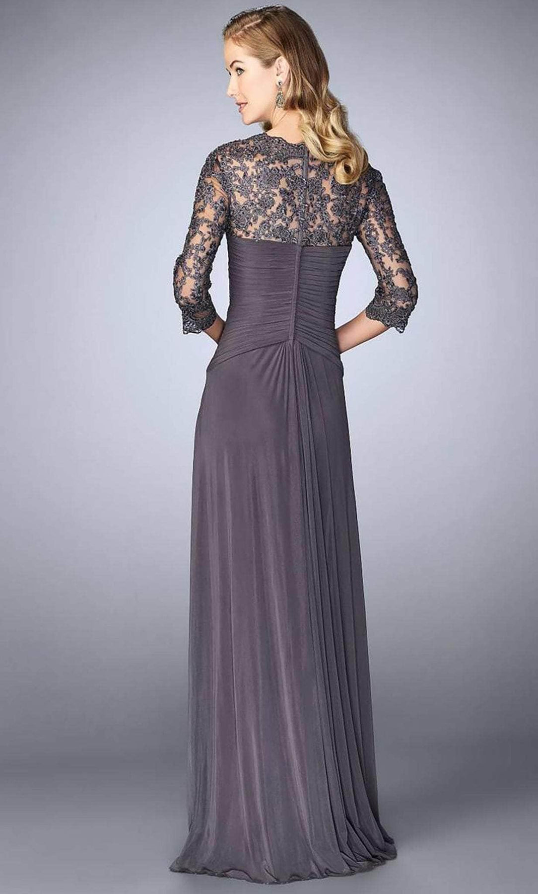 La Femme - 23244 Ruched V-Neck Column Dress Mother of the Bride Dresses