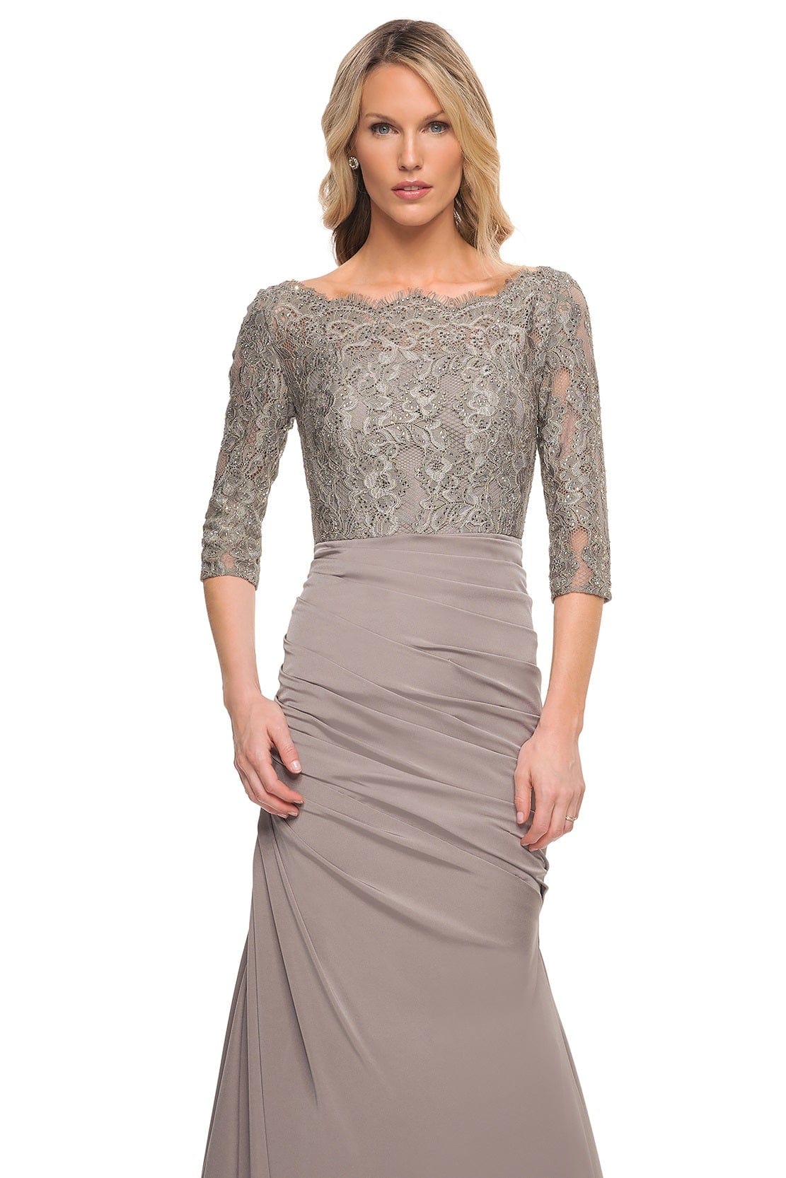 La Femme - 24926 Off-Shoulder Ruched Mermaid Gown Special Occasion Dress