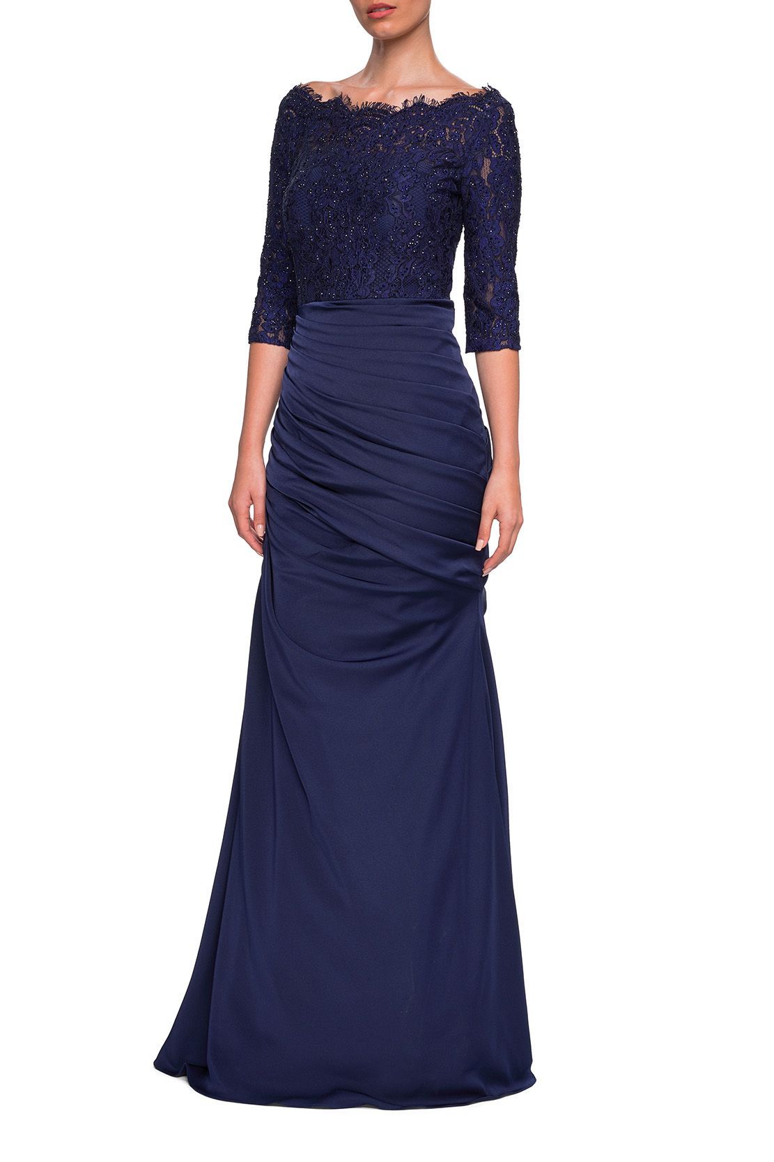 La Femme - 24926 Off-Shoulder Ruched Mermaid Gown Special Occasion Dress