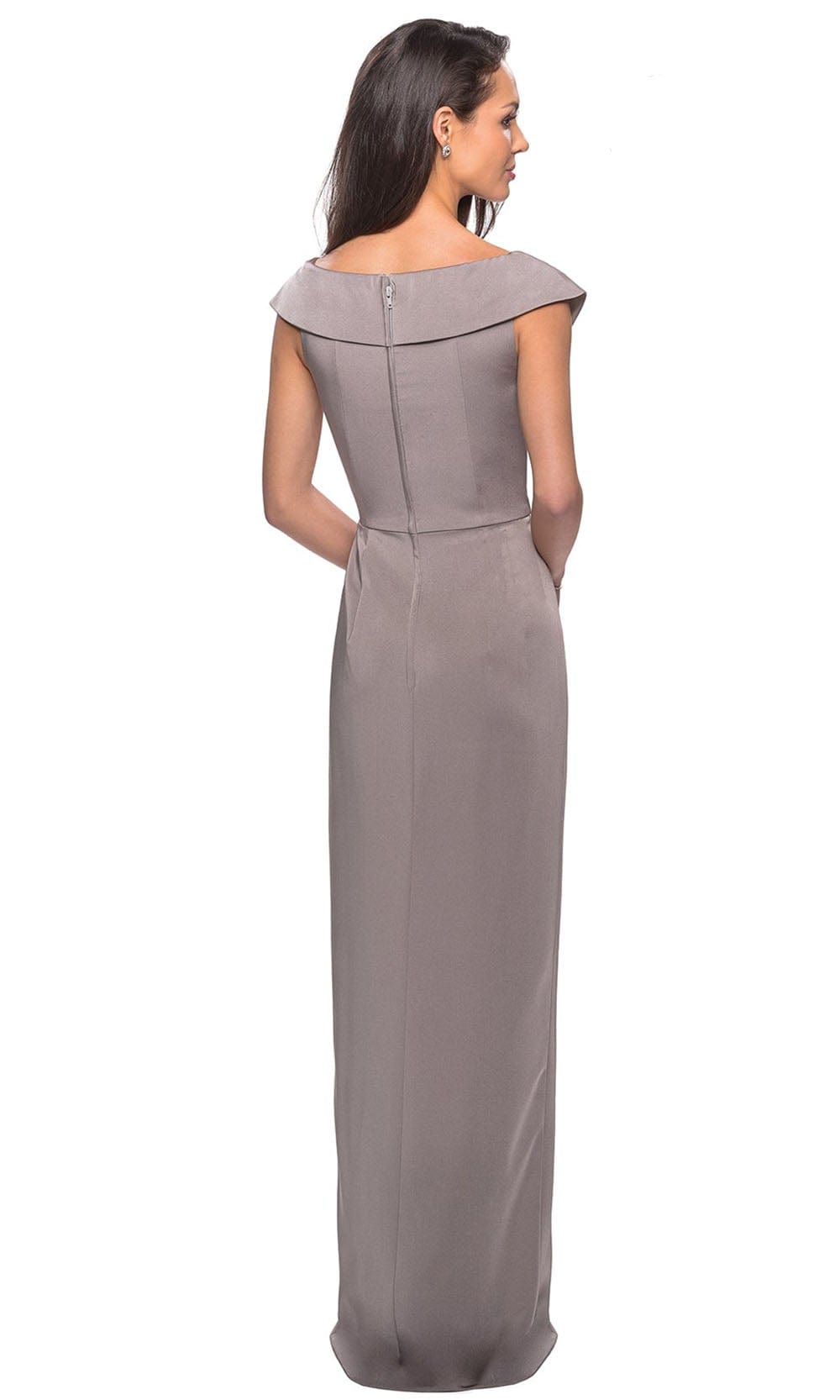 La Femme 25206 - Ruched Cap Sleeved Long Jersey Dress Special Occasion Dress