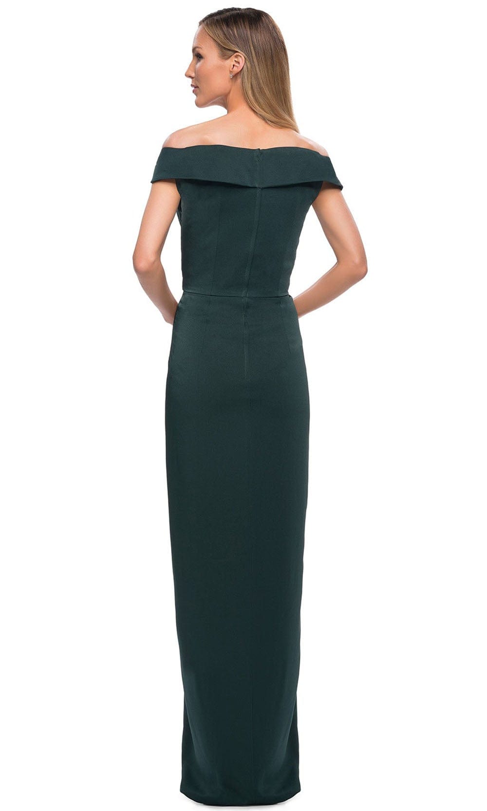 La Femme 25206 - Ruched Cap Sleeved Long Jersey Dress Special Occasion Dress