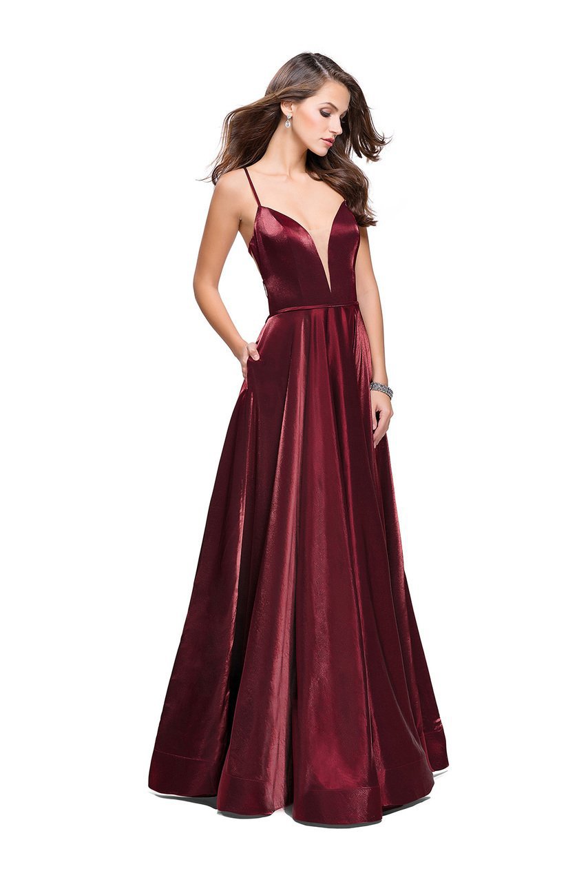 La Femme - 25670 Sleeveless Plunging Sweetheart Satin Gown Special Occasion Dress