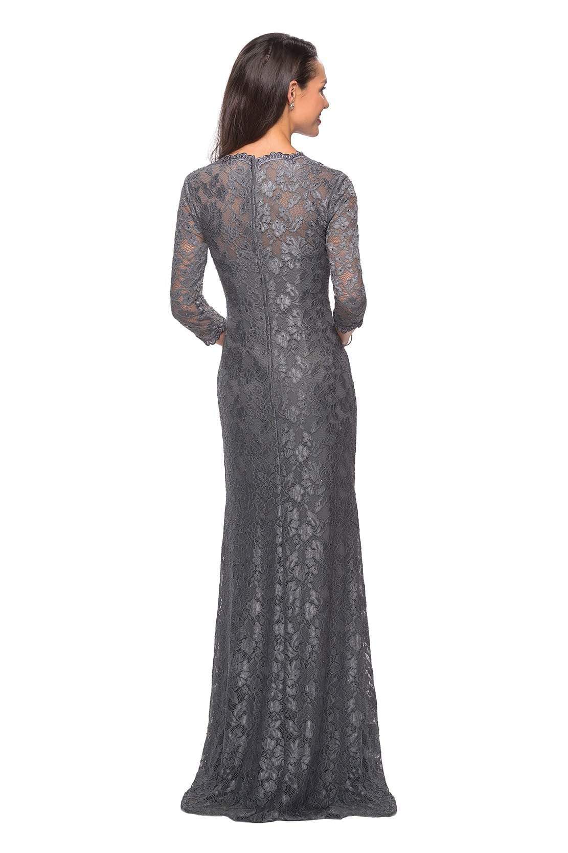 La Femme - 26427 Floral Lace Sheer Quarter Sleeve Sheath Gown Mother of the Bride Dresses