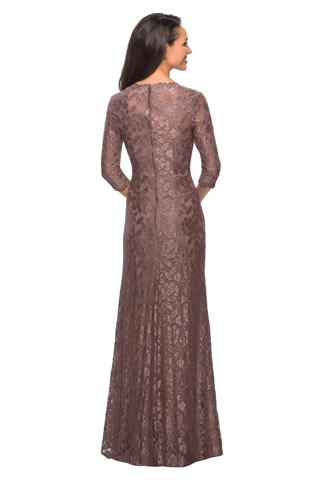 La Femme - 26427 Floral Lace Sheer Quarter Sleeve Sheath Gown Mother of the Bride Dresses