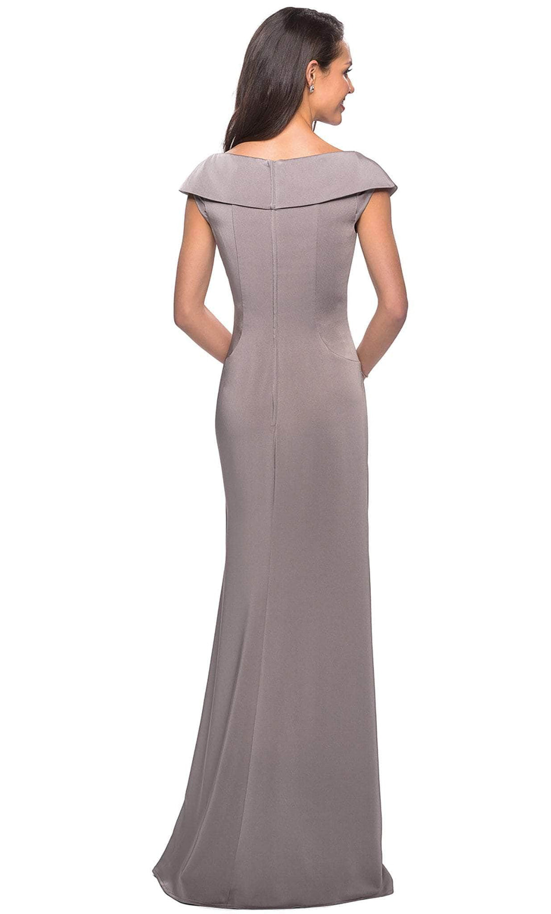 La Femme - 26523 Wide V Neck Fold over Sleeves Long Gown Evening Dresses