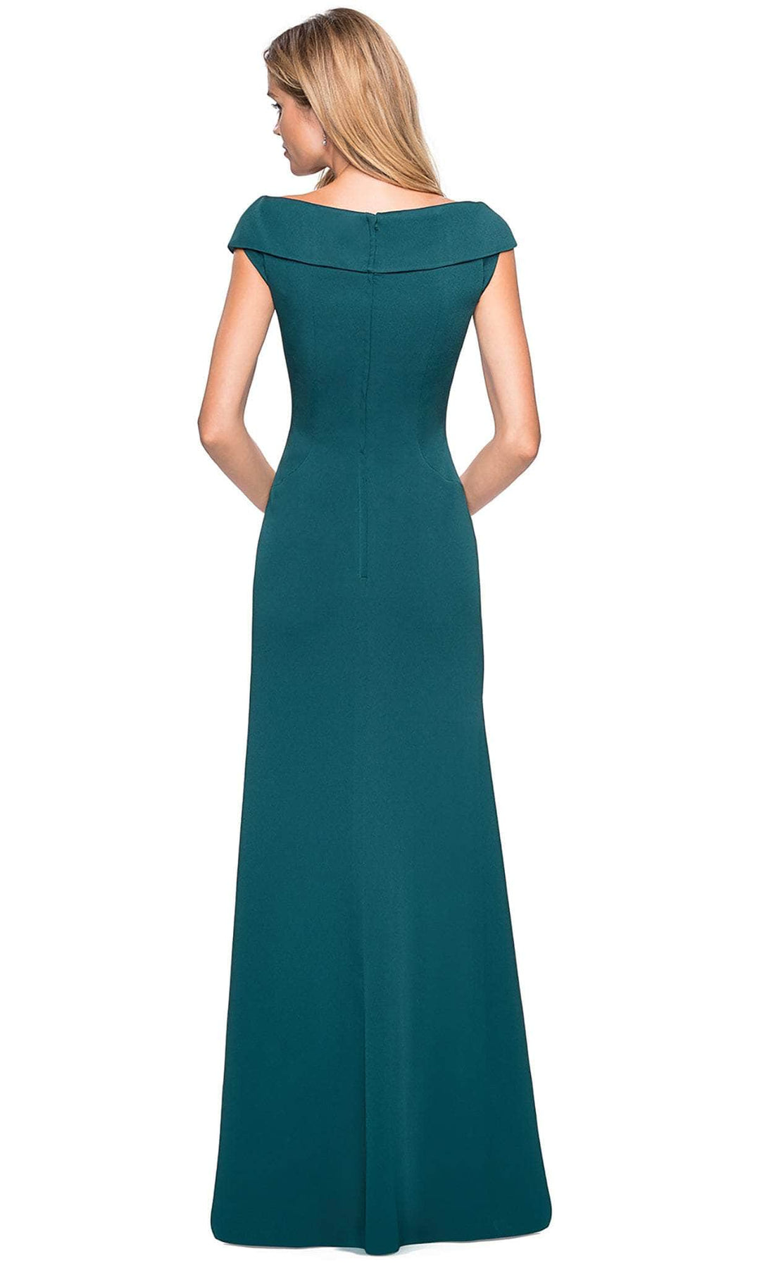 La Femme - 26523 Wide V Neck Fold over Sleeves Long Gown Evening Dresses