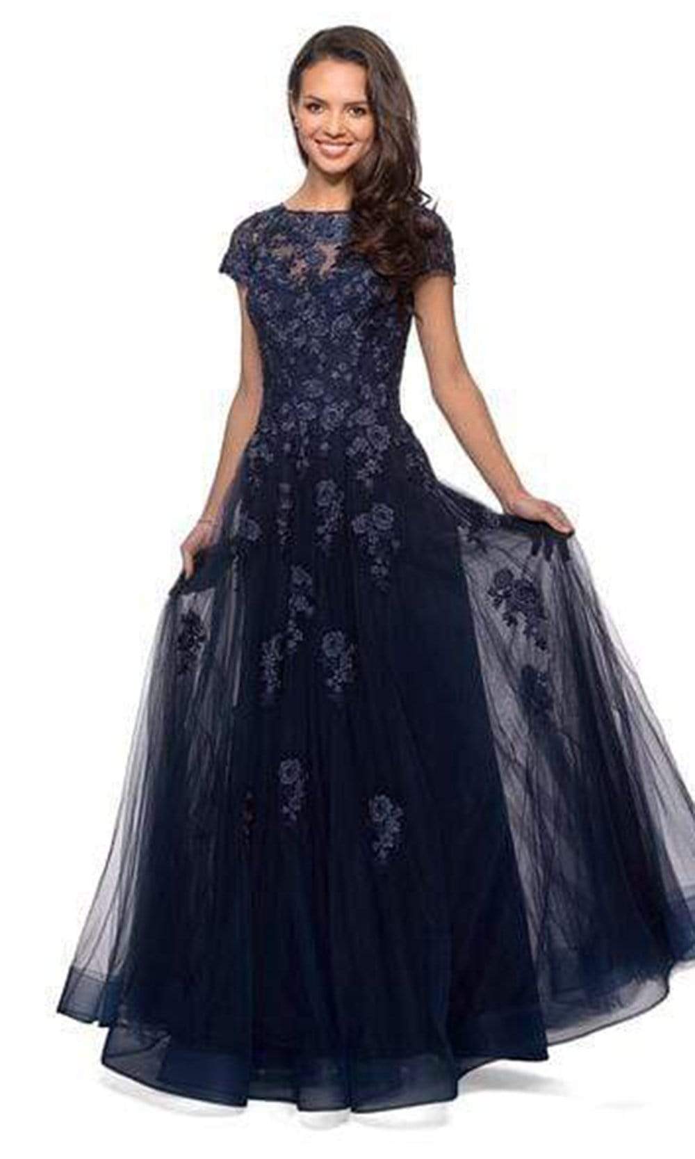 La Femme - 26907 Lace Applique Bateau A-line Dress Mother of the Bride Dresses