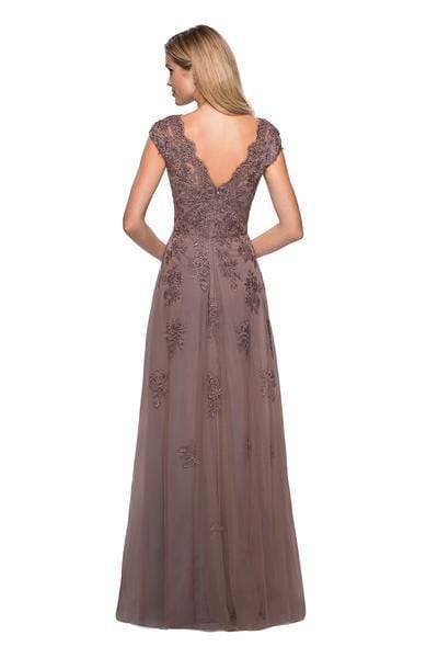 La Femme - 26942  V Neck Floral Lace Appliqued A-Line Tulle Gown Mother of the Bride Dresses