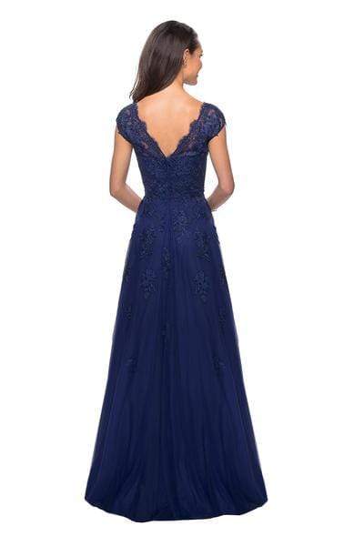La Femme - 26942  V Neck Floral Lace Appliqued A-Line Tulle Gown Mother of the Bride Dresses