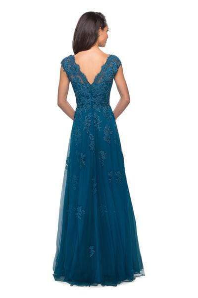 La Femme - 26942  V Neck Floral Lace Appliqued A-Line Tulle Gown Mother of the Bride Dresses
