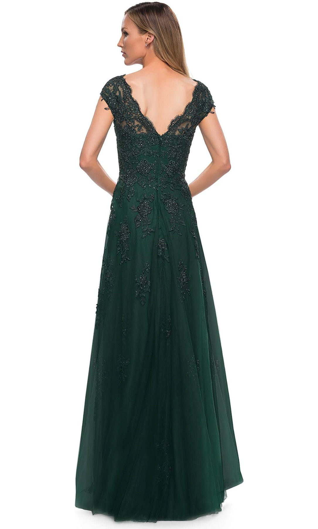 La Femme - 26942  V Neck Floral Lace Appliqued A-Line Tulle Gown Mother of the Bride Dresses