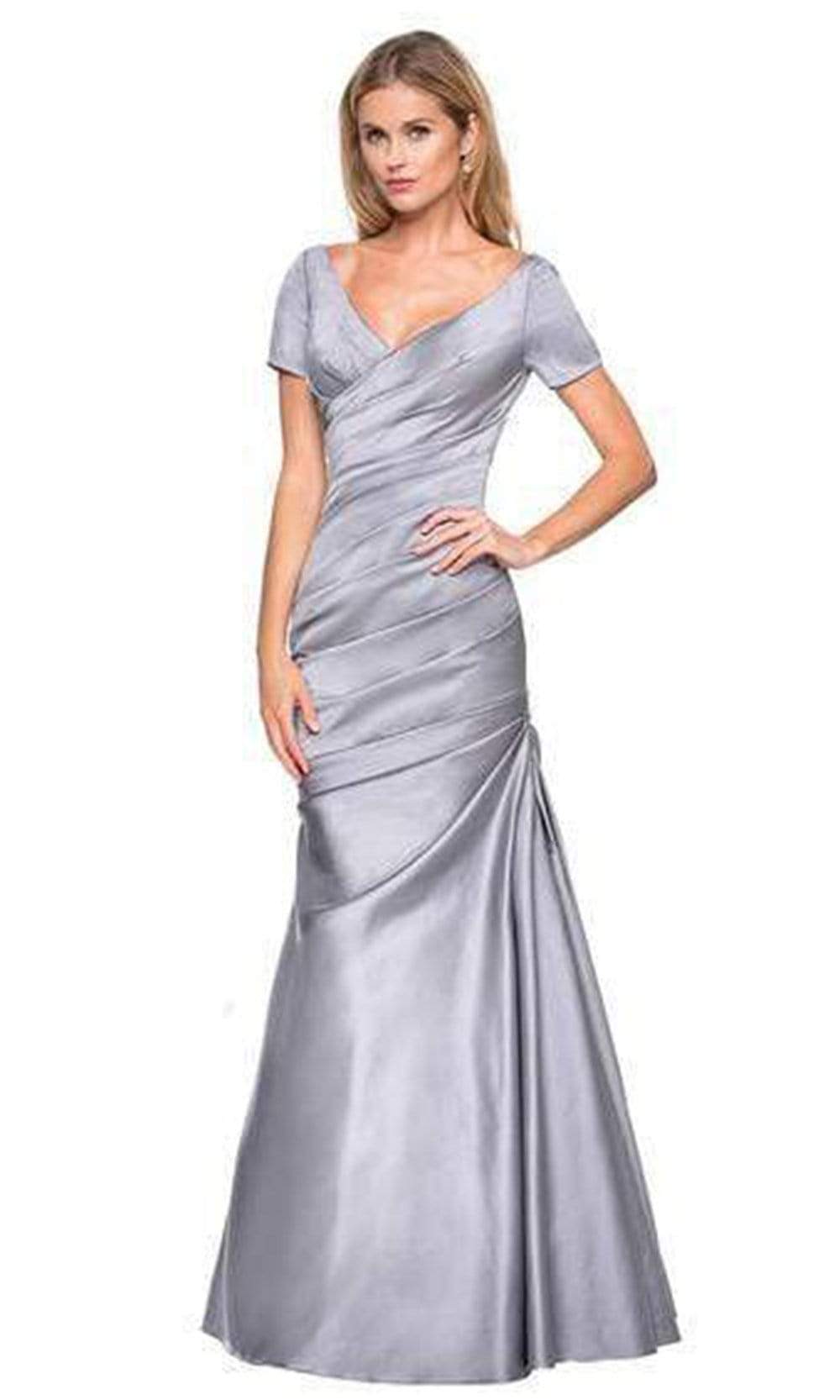 La Femme - 26947 Short Sleeve Pleat-Textured Trumpet Gown Mother of the Bride Dresses