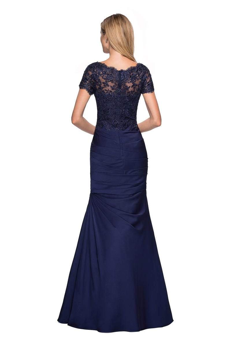 La Femme - 26979 Short Sleeve Lace Bodice Pleated Trumpet Gown Special Occasion Dress