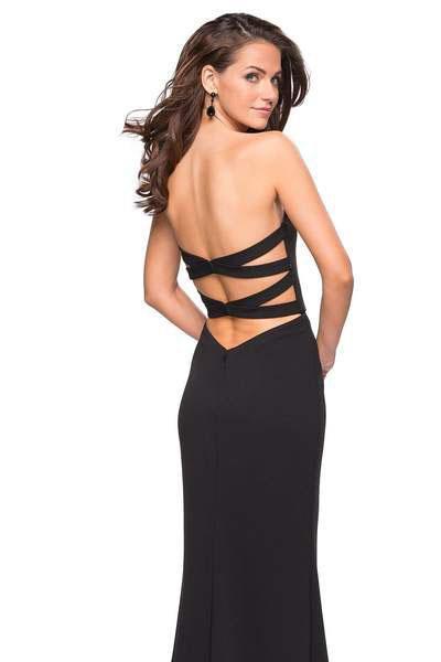 La Femme - 27035 Strapless Jersey Sheath Dress With Slit Formal Gowns